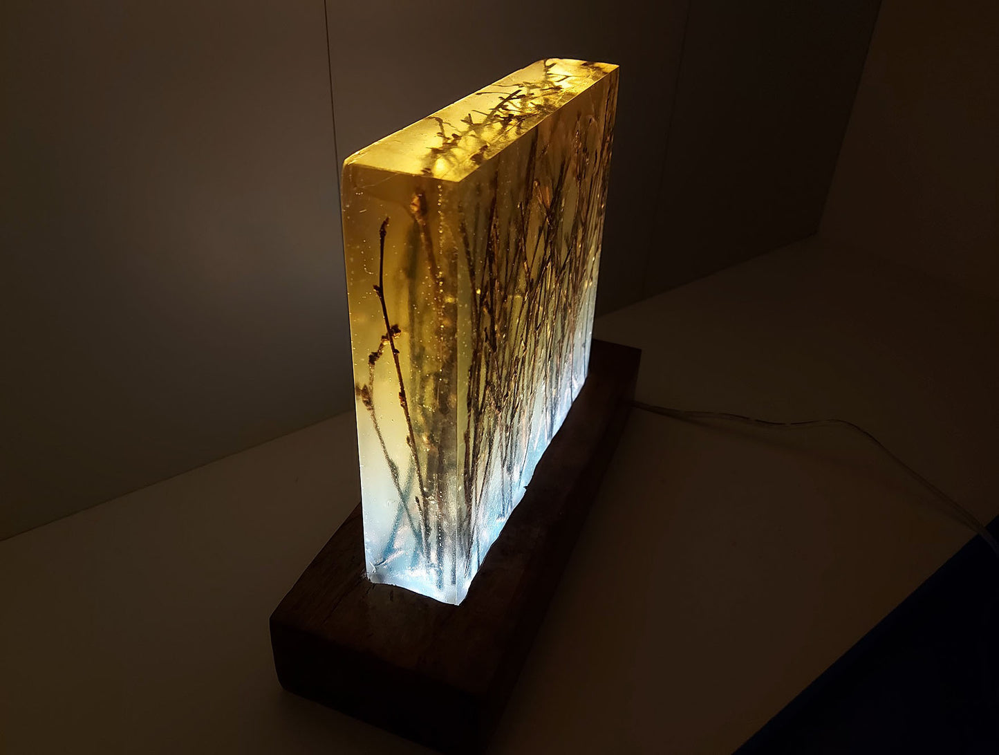 Lamp in birch and epoxy